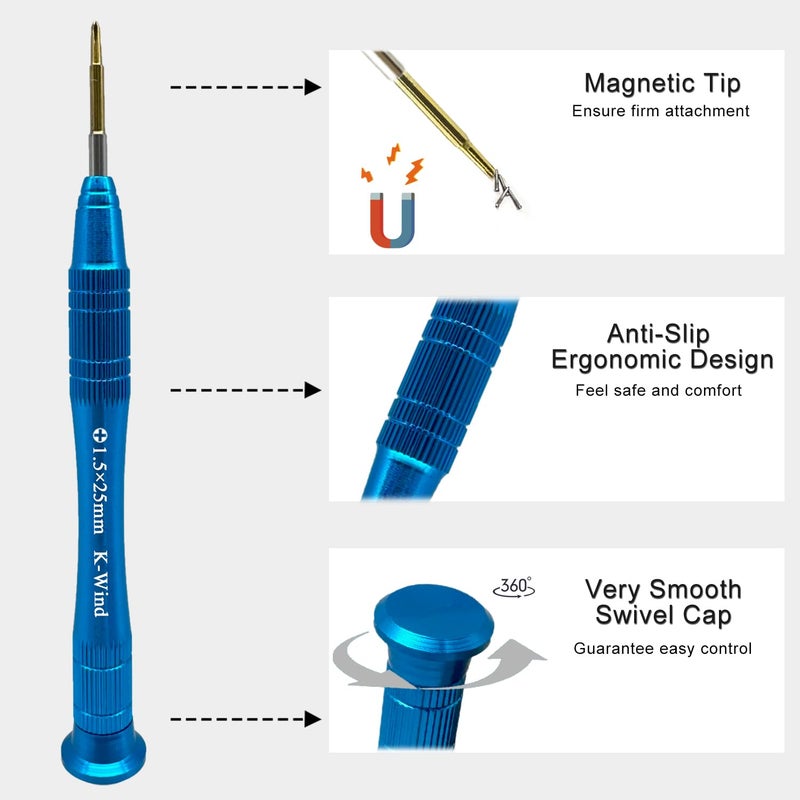 Kannony Wind Precision Phillips Screwdriver #000, Small Phillips Screwdriver PH000/1.5mm Compatible with iPhone MacBook DJI Propeller & Switch, S2 High Alloy Steel Head, Magnetic Tip, 360Â° Swivel Cap - Image 4